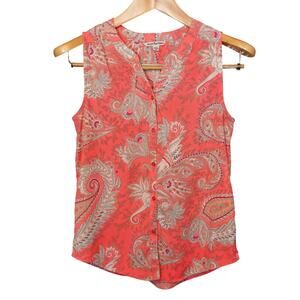 American Eagle Top Womens Size XS Multicolor Paisley Print Sleeveless Button Up